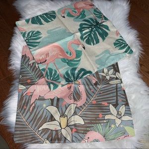 S/of 2 Flamingo & Monstera Plant Pillow Covers